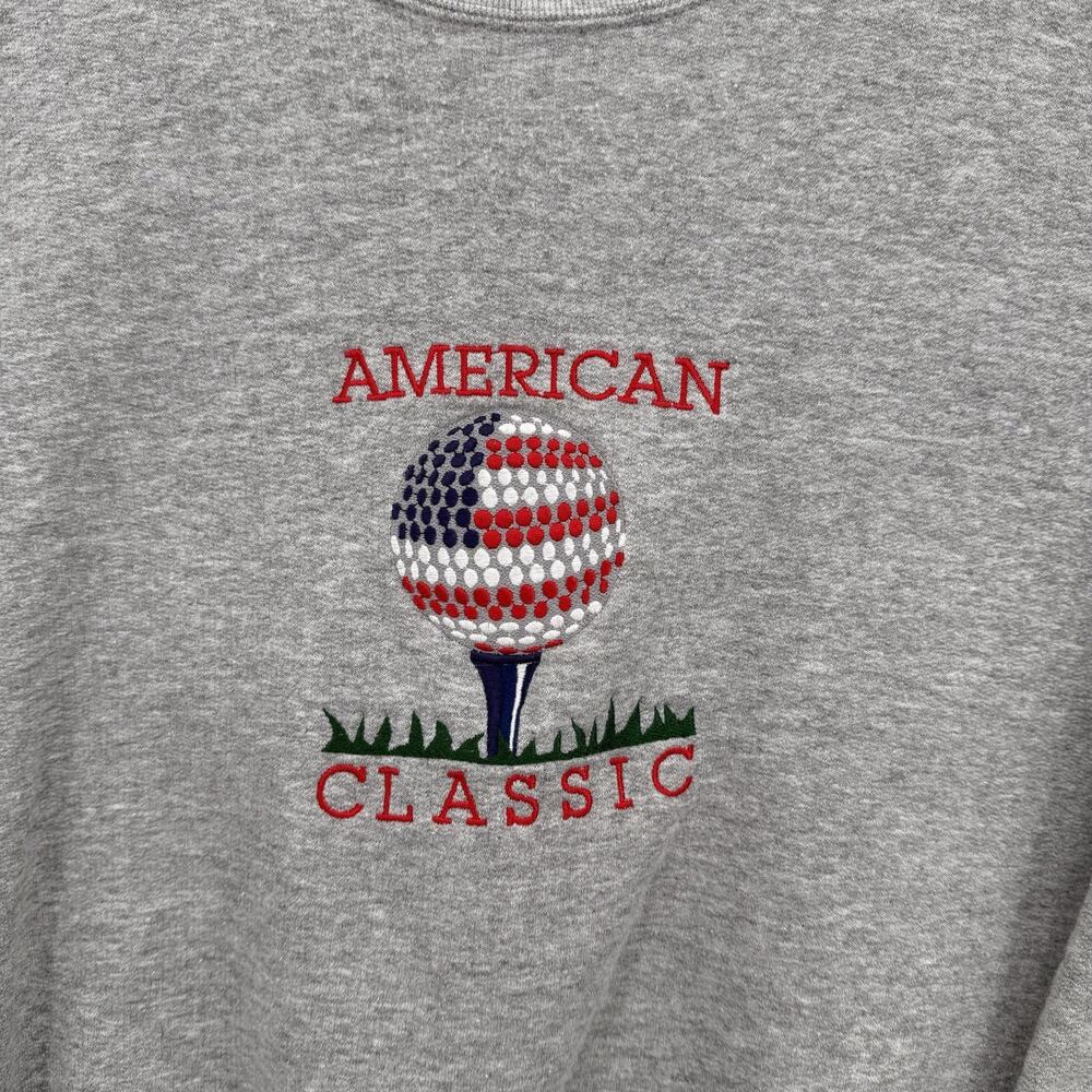 Mens XL American Golf Classic Sweatshirt Embroidered Red White Blue Vtg Golfing - Picture 2 of 8
